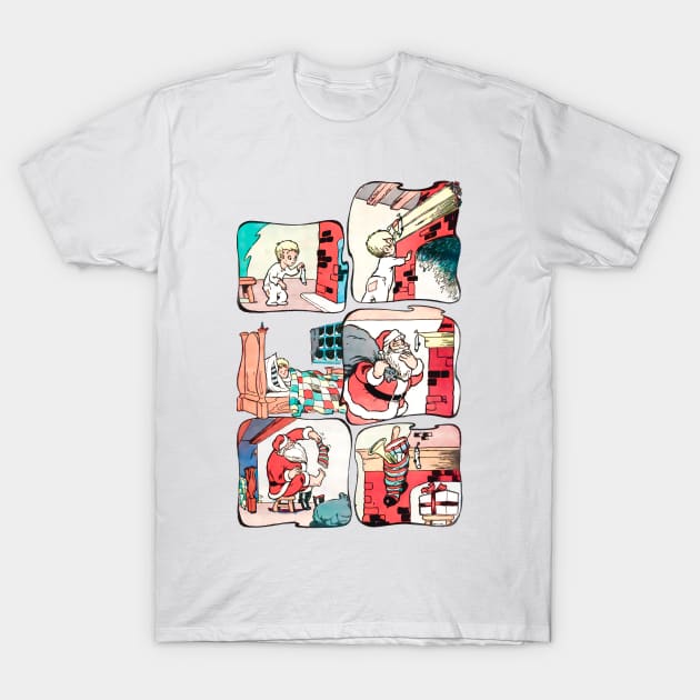Santa Claus leaves many more gifts for a little boy who behaved very well Retro Vintage Comic Book T-Shirt by REVISTANGO